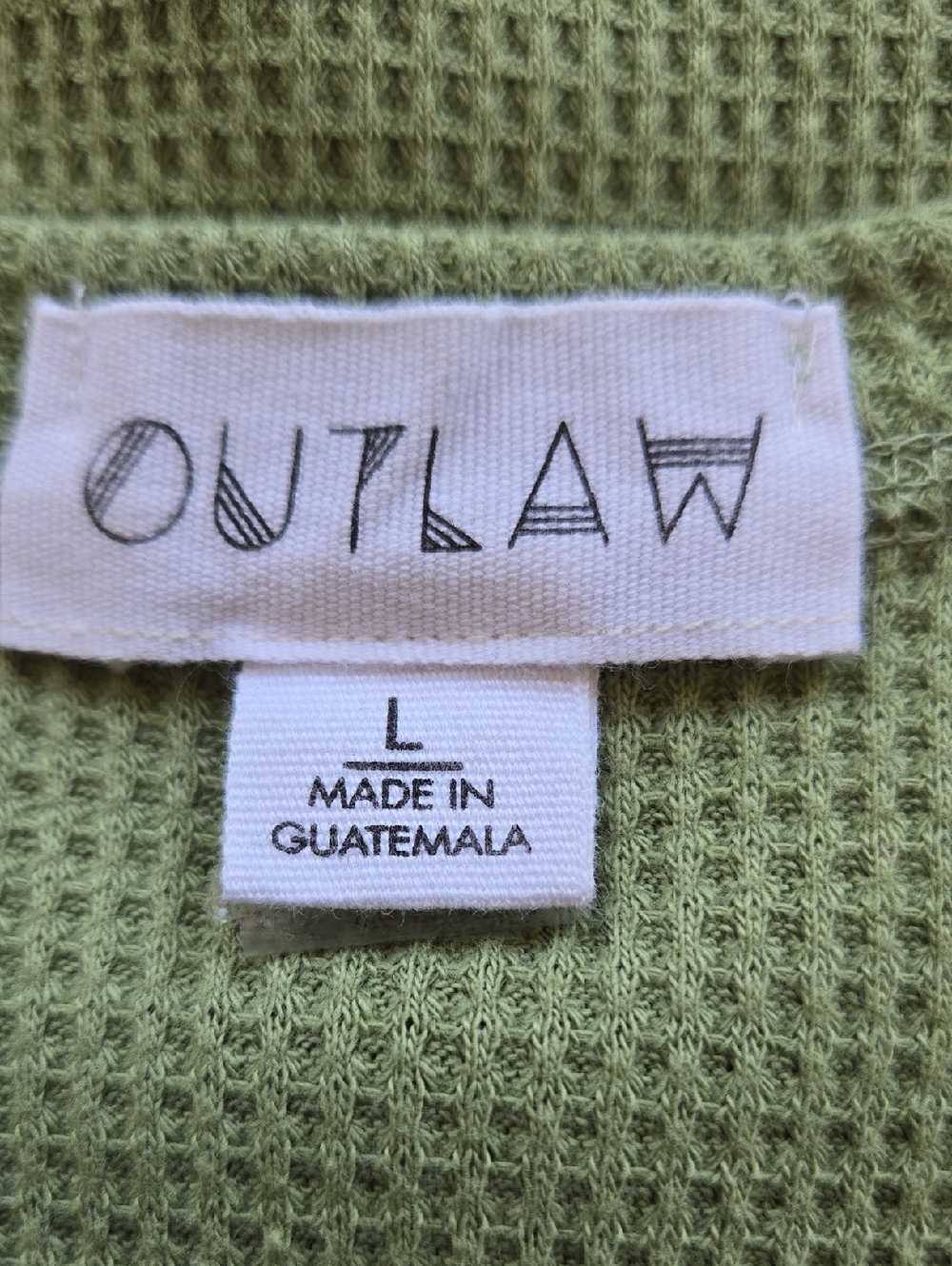 OUTLAW Sage Green Waffle Knit Lace Up Crop Top L - Picture 2 of 10
